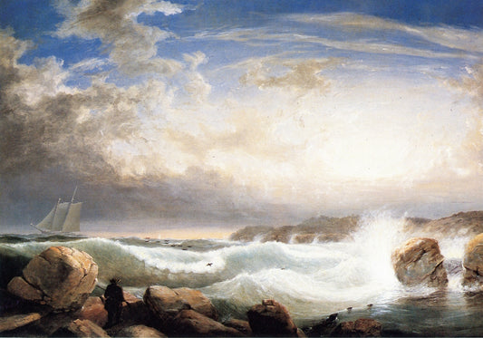 Rafe's Chasm, Gloucester, Massachusetts, vintage artwork by Fitz Henry Lane, A3 (16x12") Poster Print