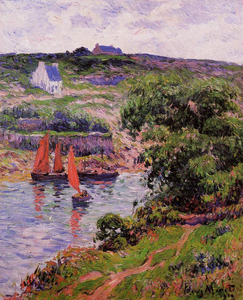 Doëlan, Finistere, vintage artwork by Henry Moret, 12x8" (A4) Poster
