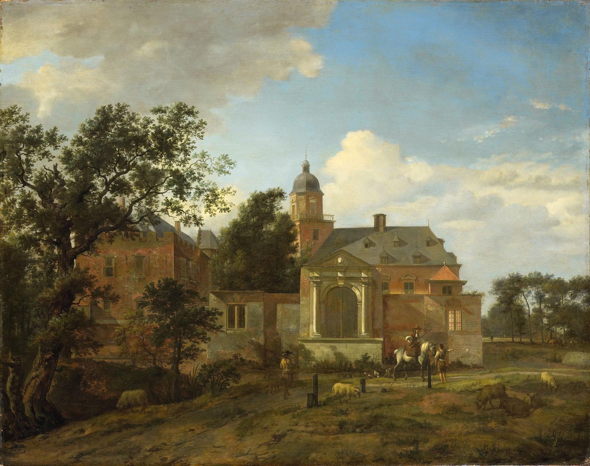 View of Nijenrode Castle on the Vecht, vintage artwork by Jan van der Heyden, 12x8" (A4) Poster