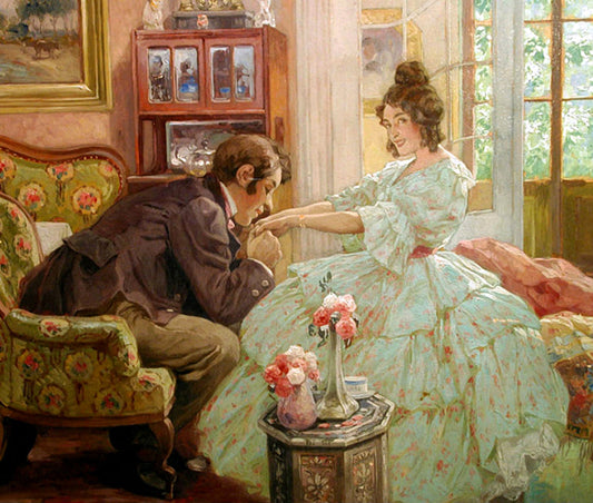 A gallant admirer, vintage artwork by Rudolf Alfred Höger, 12x8" (A4) Poster