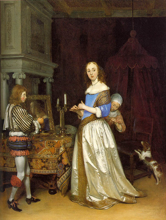 Lady at her Toilette, vintage artwork by Gerard ter Borch, 12x8" (A4) Poster