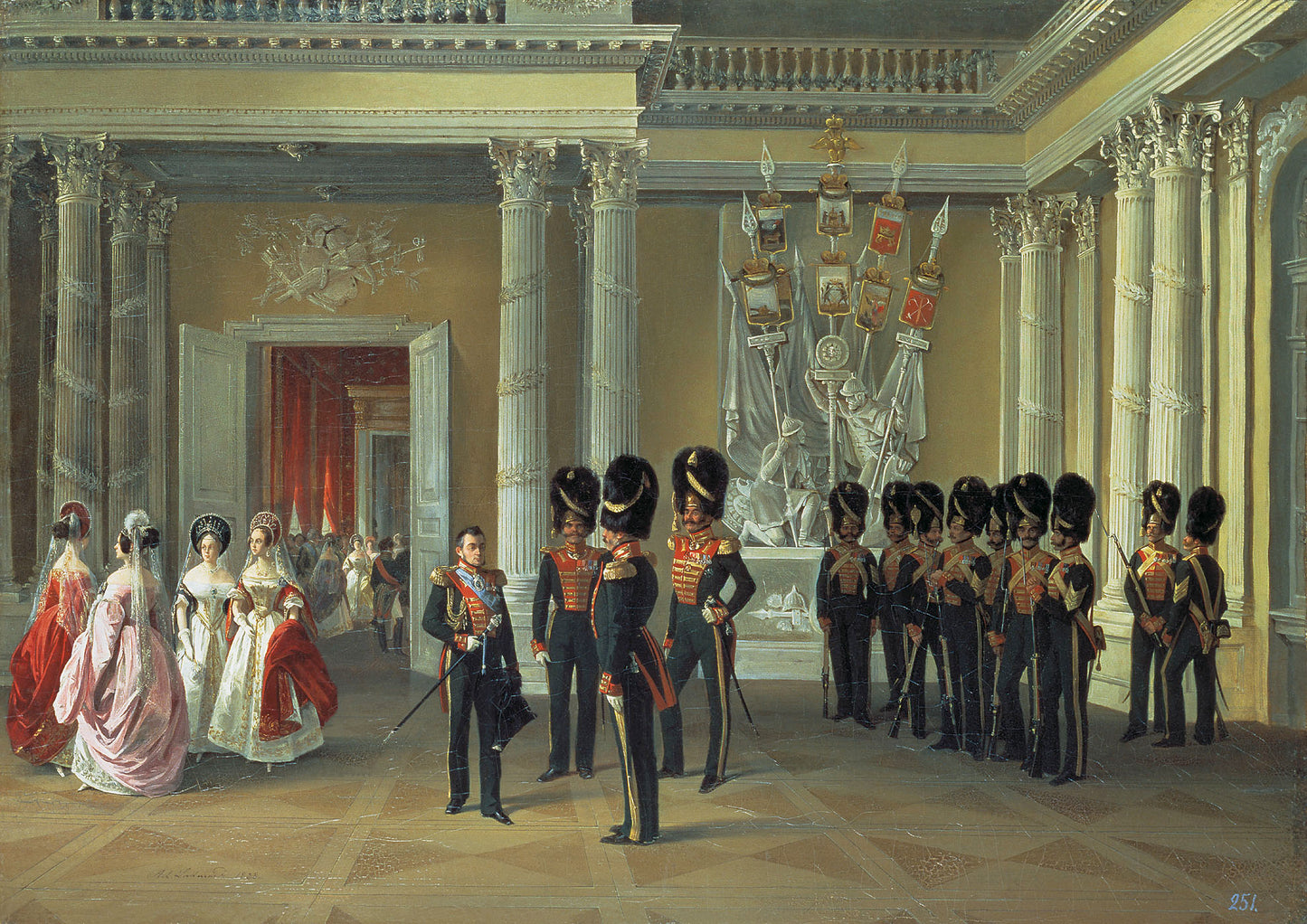 The Hall of the Coat of Arms, Winter Palace, vintage artwork by Adolf Ignatevich Ladurner, A3 (16x12") Poster Print