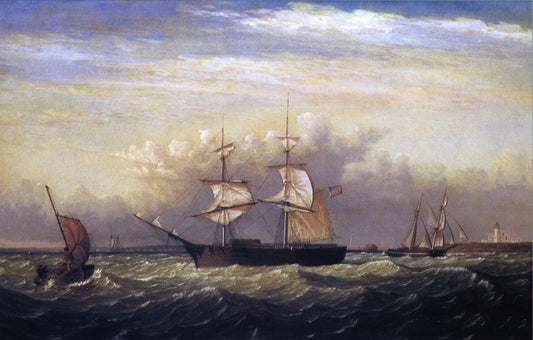 Off Ten Pound Island, Gloucester Harbor, Massachusetts, vintage artwork by Fitz Henry Lane, A3 (16x12") Poster Print