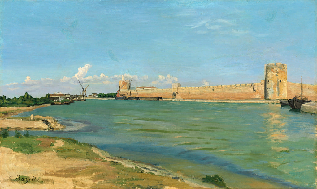 The Ramparts at Aigues-Mortes, vintage artwork by Jean Frederic Bazille, 12x8" (A4) Poster