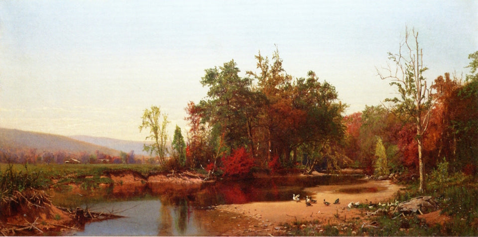 Autumn River View, vintage artwork by Hugh Bolton Jones, 12x8" (A4) Poster