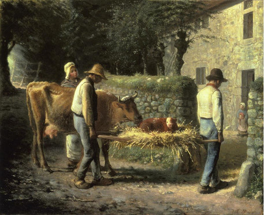 Peasants Bringing Home a Calf Born in the Fields, vintage artwork by Jean-François Millet, A3 (16x12") Poster Print