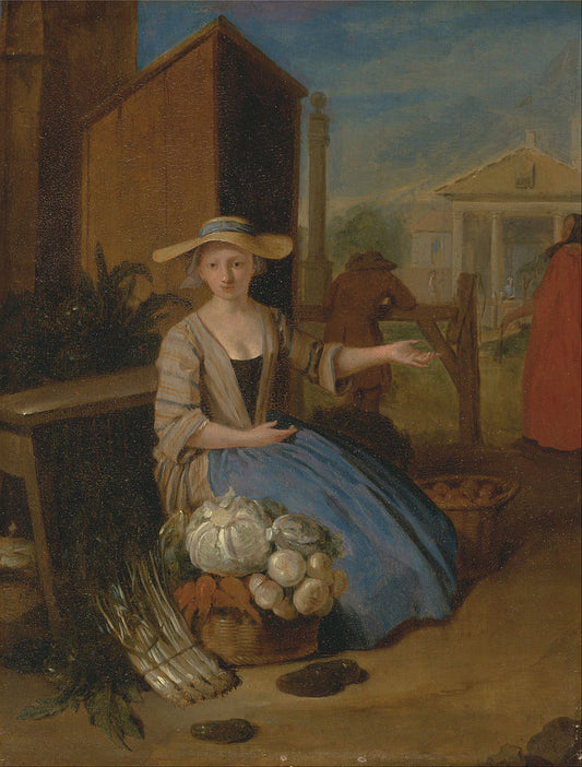 Vegetable Seller, Covent Garden, vintage artwork by Pieter Angellis, 12x8" (A4) Poster