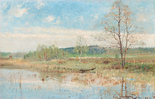 Spring landscape, vintage artwork by Carl Johansson, 12x8" (A4) Poster
