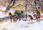 Holdup on the Boston Road, vintage artwork by Charles Marion Russell, 12x8" (A4) Poster