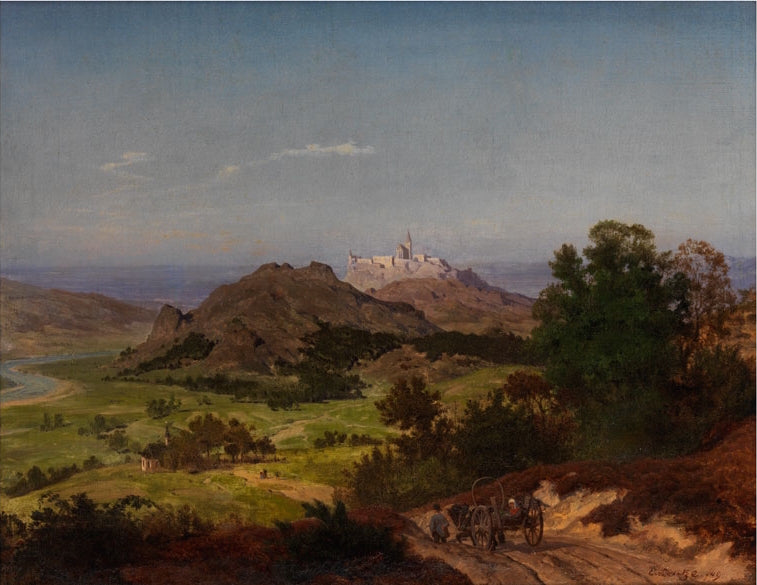 Landscape with Village, vintage artwork by Emanuel Gottlieb Leutze, A3 (16x12") Poster Print