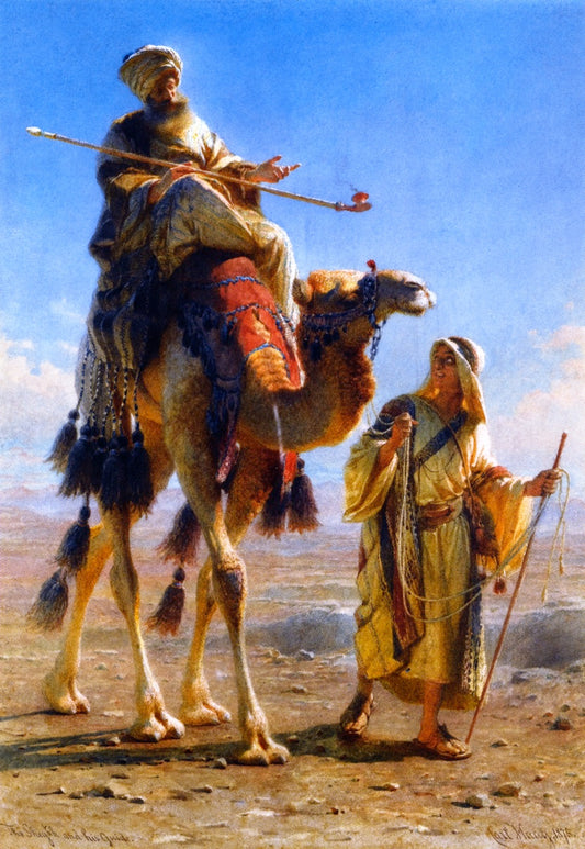 The Sheikh and His Guide, vintage artwork by Carl Haag, A3 (16x12") Poster Print