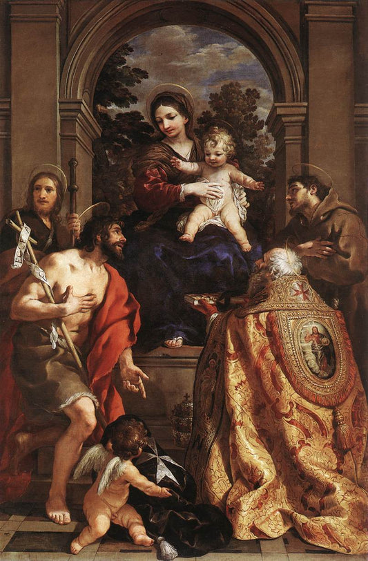 Madonna and Saints, vintage artwork by Pietro da Cortona, 12x8" (A4) Poster