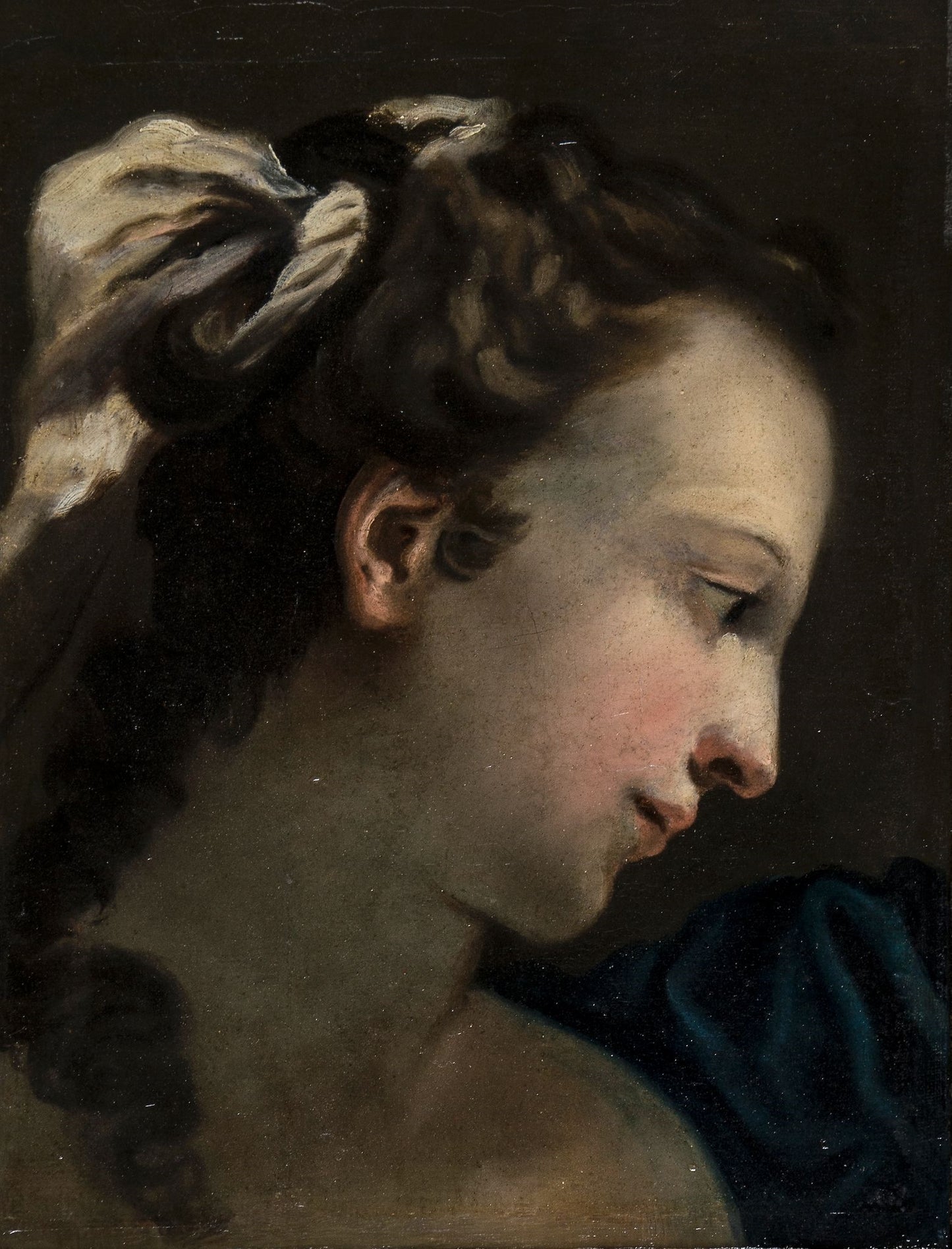 Head of a Young Woman Looking to her Left (study), vintage artwork by Ubaldo Gandolfi, 12x8" (A4) Poster