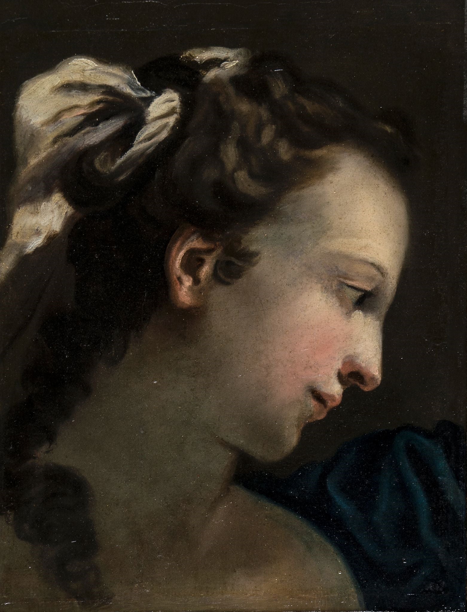 Head of a Young Woman Looking to her Left (study), vintage artwork by Ubaldo Gandolfi, 12x8" (A4) Poster