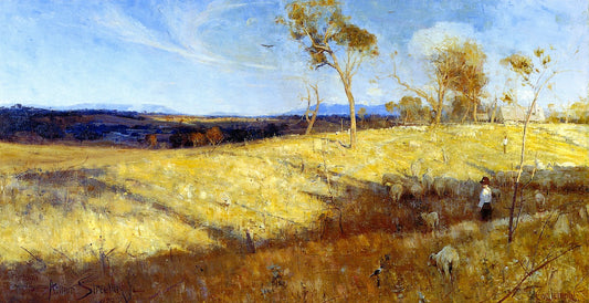 Golden Summer, Eaglemont, vintage artwork by Sir Arthur Streeton, 12x8" (A4) Poster