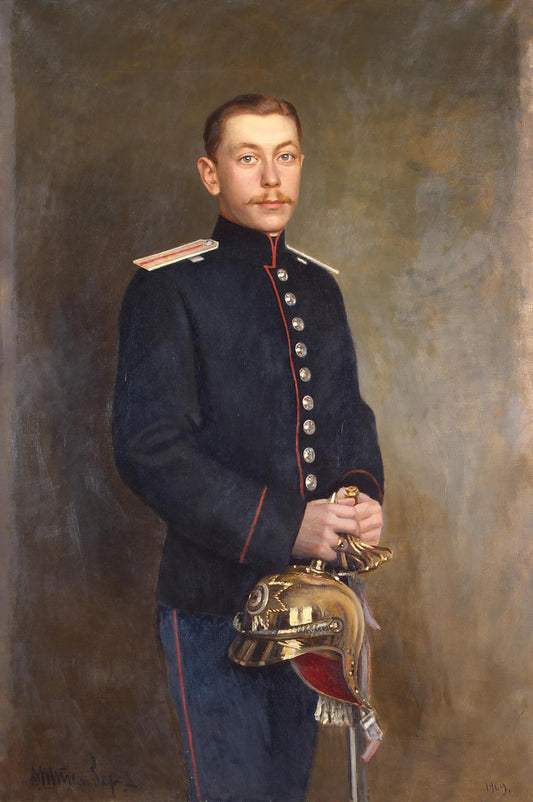 Portrait of Count D.A. Sheremetev, Cornet of the Chevalier Guards, vintage artwork by Victor Shtemberg, 12x8" (A4) Poster