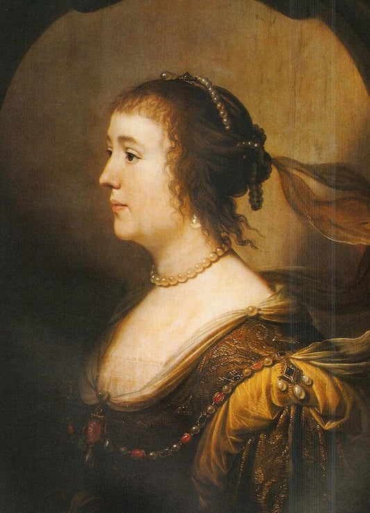Portrait of Amalia of Solms-Braunfels, vintage artwork by Gerard van Honthorst, 12x8" (A4) Poster