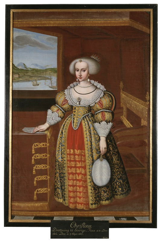 Queen Kristina of Sweden, vintage artwork by Jacob Heinrich Elbfas, 12x8" (A4) Poster
