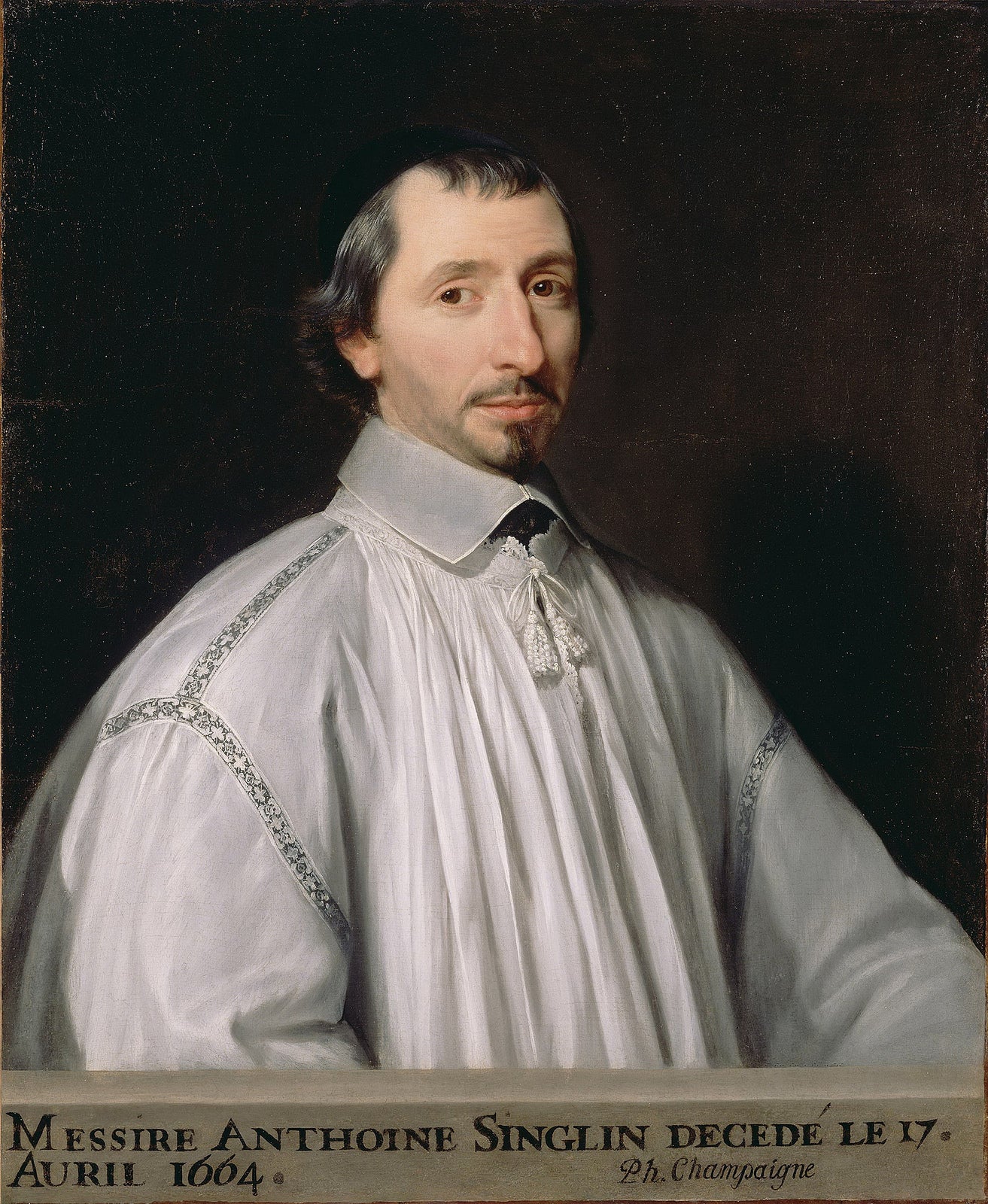 Portrait of Antoine Singlin, vintage artwork by Philippe de Champaigne, 12x8" (A4) Poster