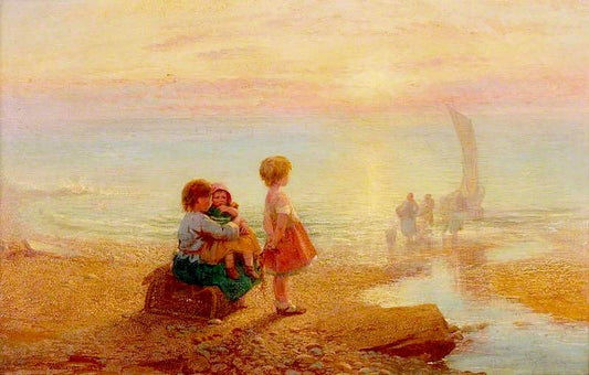 Early Morning off the Coast, vintage artwork by Henry Hetherington Emmerson, 12x8" (A4) Poster
