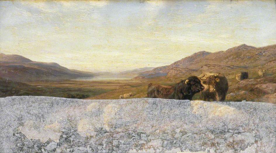 Landscape with Cattle, Evening, vintage artwork by Henry William Banks Davis, R.A., 12x8" (A4) Poster