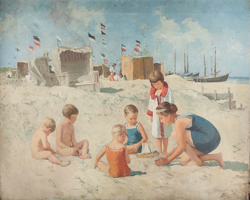 On the Baltic Sea Beach by Hermann Seeger,A3(16x12")Poster