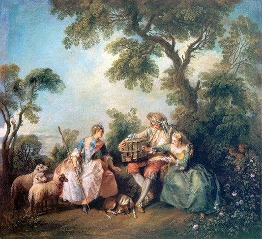 The Bird Cage, vintage artwork by Nicolas Lancret, 12x8" (A4) Poster