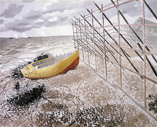 Drift Boat, vintage artwork by Eric Ravilious, 12x8" (A4) Poster