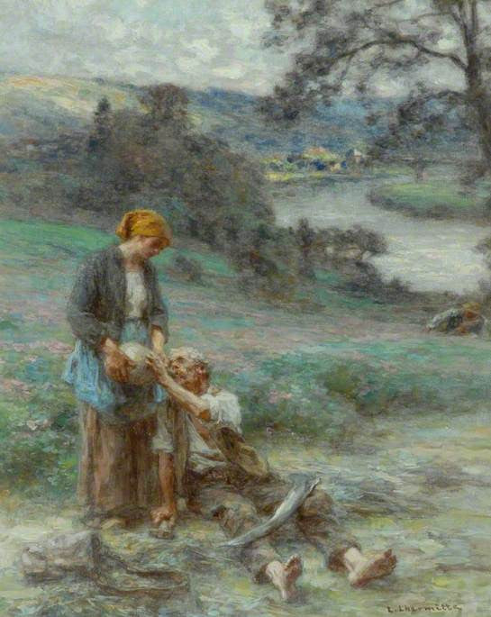 Le repos du faucheur (The Reaper's Rest), vintage artwork by Leon Augustin Lhermitte, 12x8" (A4) Poster