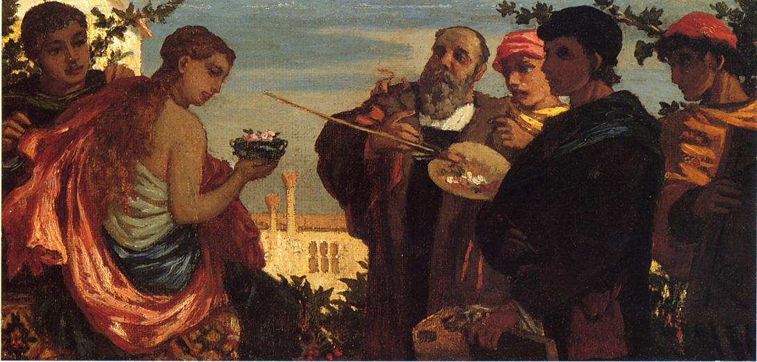 The Artist and Students Before a Model, vintage artwork by Elihu Vedder, 12x8" (A4) Poster