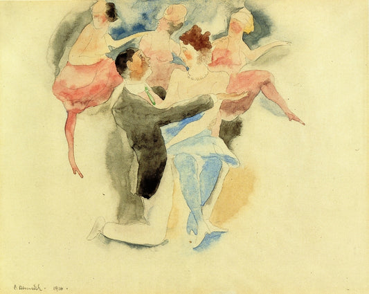 In Vaudeville: Man and Woman with Chorus, vintage artwork by Charles Demuth, 12x8" (A4) Poster