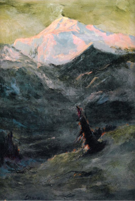 Winter Morning, Mount McKinley, vintage artwork by Sydney Mortimer Laurence, 12x8" (A4) Poster
