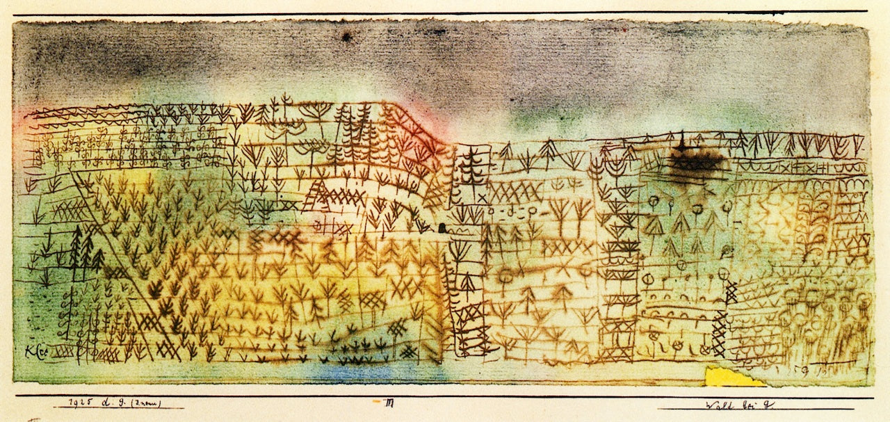 Forest in G, vintage artwork by Paul Klee, 12x8" (A4) Poster