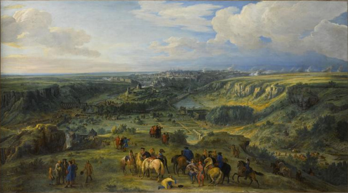 View of the City of Luxemburg from the baths of Mansfeld, vintage artwork by Adam Frans van der Meulen, 12x8" (A4) Poster