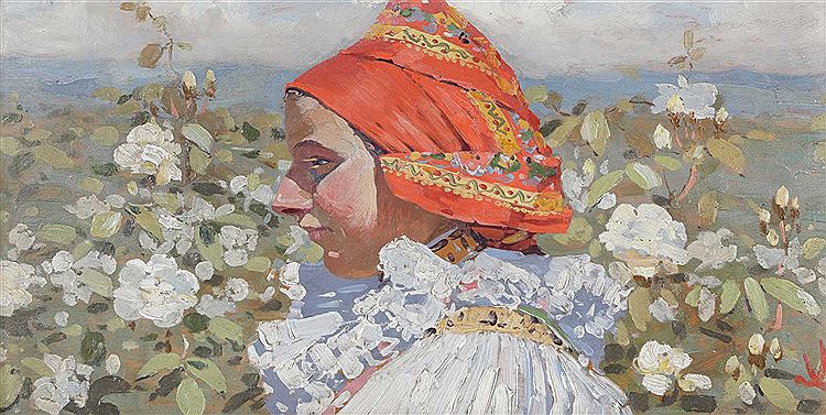 Girl in the White Roses by Josza Uprka,A3(16x12")Poster