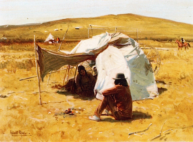 Indian Hogan on the Plains, vintage artwork by William Gilbert Gaul, 12x8" (A4) Poster