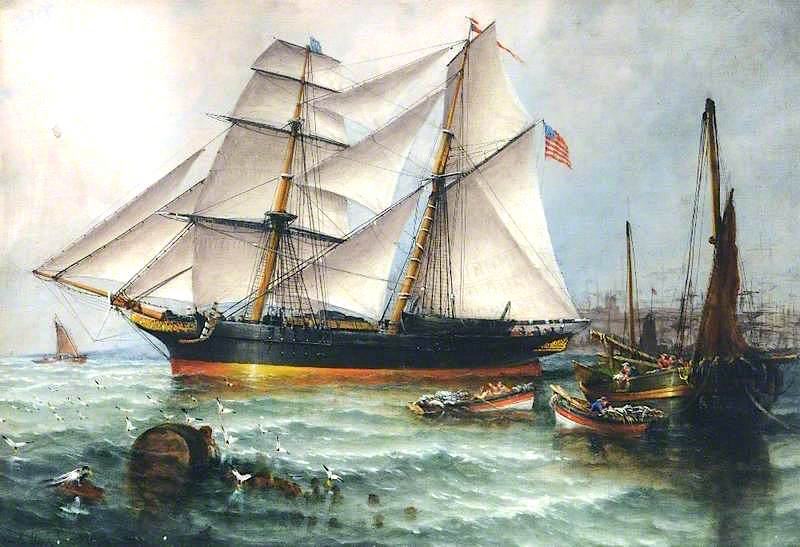 Leaving Sunderland Harbour (from the series 'The Life of the Slaver Orange Grove'), vintage artwork by Stuart Henry Bell, 12x8" (A4) Poster