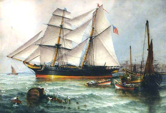Leaving Sunderland Harbour (from the series 'The Life of the Slaver Orange Grove'), vintage artwork by Stuart Henry Bell, 12x8" (A4) Poster