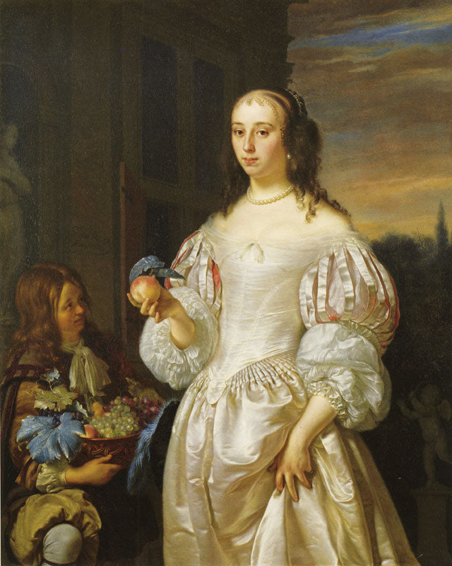 Portrait of Agatha Paets, vintage artwork by Frans van Mieris the Elder, 12x8" (A4) Poster