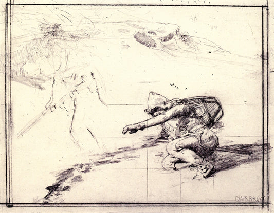 The Phantom Hunter (sketch), vintage artwork by William Blair Bruce, 12x8" (A4) Poster