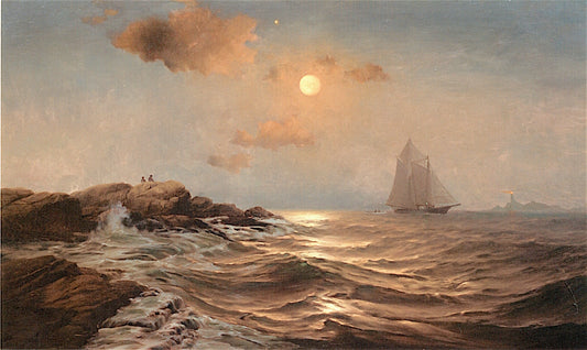 Twilight over the Isles of Shoals, vintage artwork by Warren W. Sheppard, 12x8" (A4) Poster