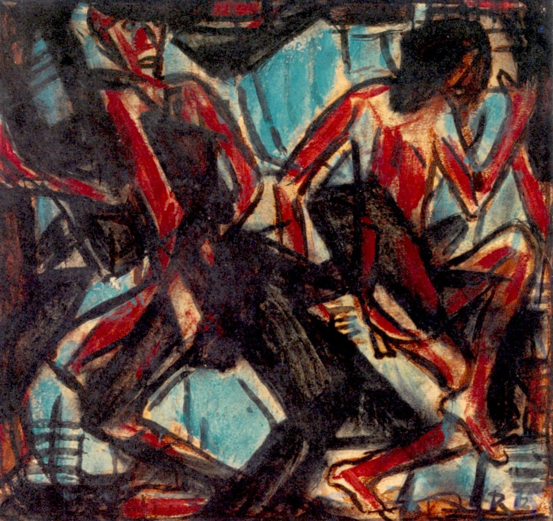 Dancing Couple, vintage artwork by Christian Rohlfs, 12x8" (A4) Poster