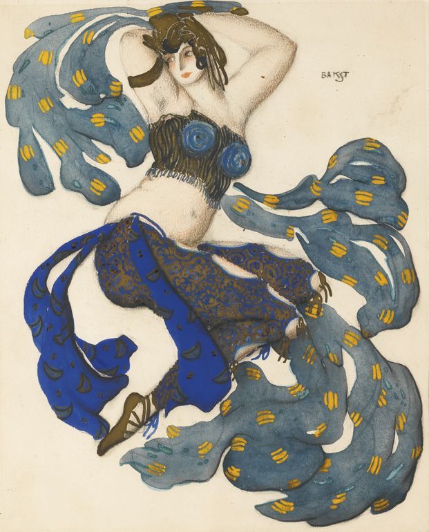 Costume design for an odalisque in Sheherazade, vintage artwork by Leon Bakst, 12x8" (A4) Poster