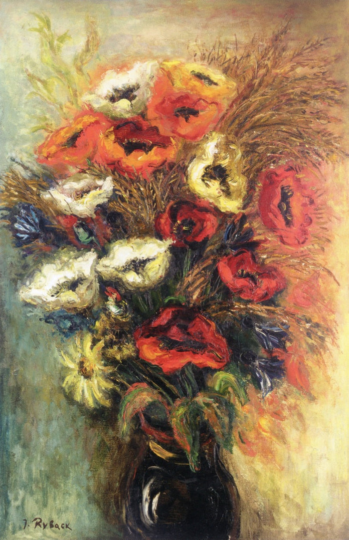 Wildflowers, vintage artwork by Issachar Ryback, 12x8