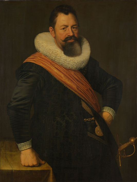 Jochem Hendricksz Swartenhont (1566-1627).,Lieutenant Admiral of Holland, vintage artwork by Nicolaes Eliasz. Pickenoy, 12x8" (A4) Poster