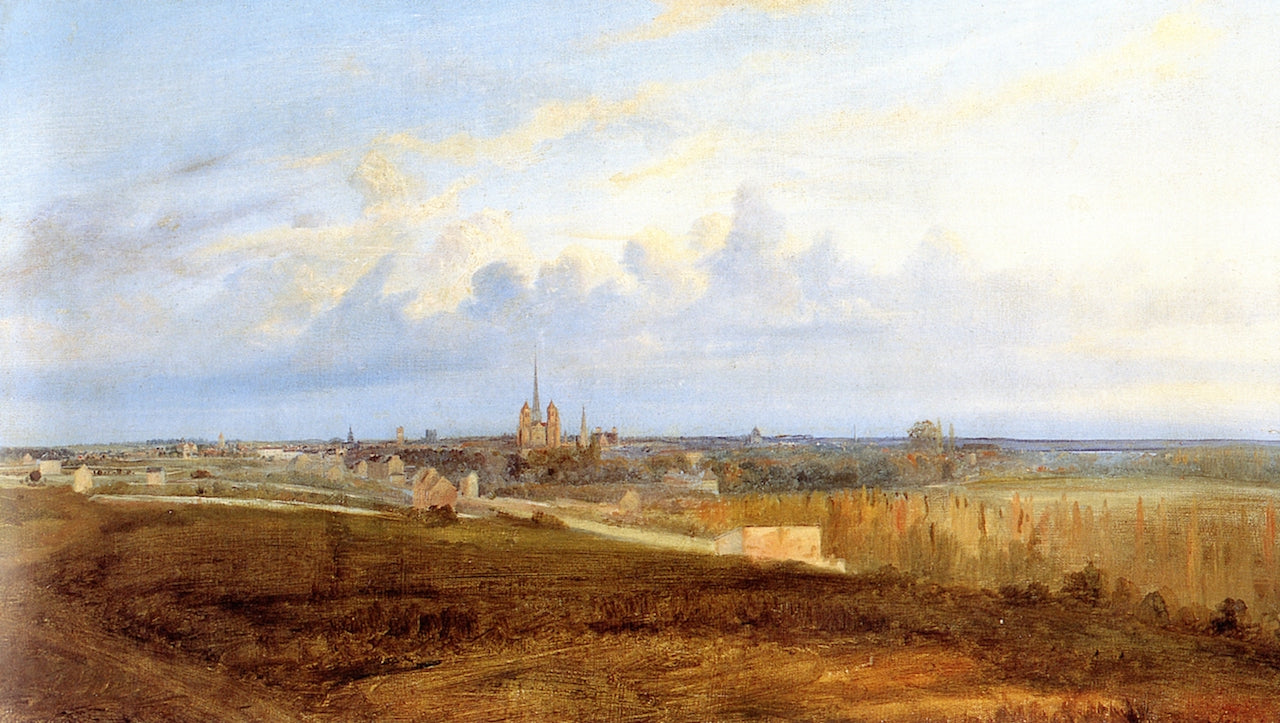Dijon, vue depuis les Perrières, vintage artwork by Felix-Francois-Georges-Philbert Ziem, 12x8" (A4) Poster
