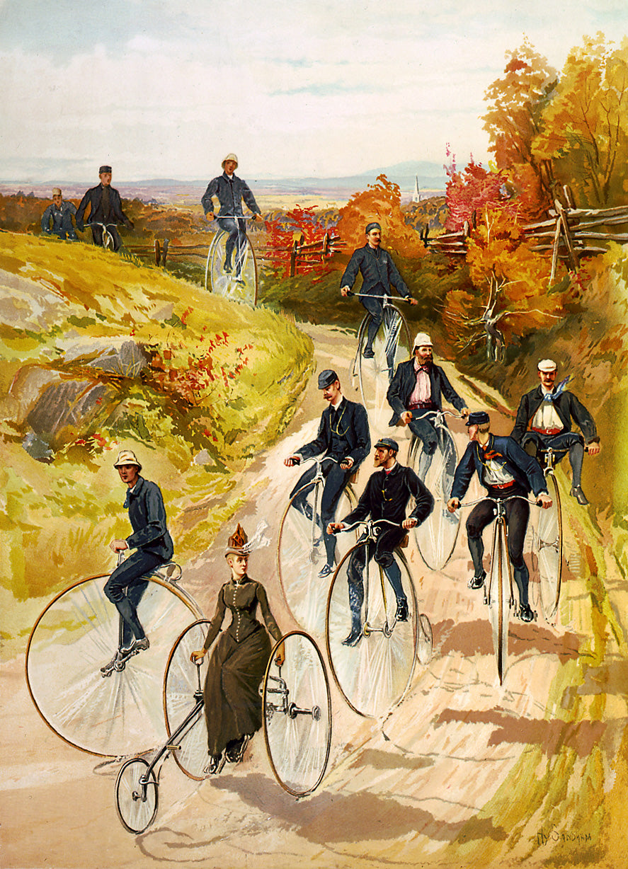 Bicycling, vintage artwork by Henry Sandham, 12x8" (A4) Poster