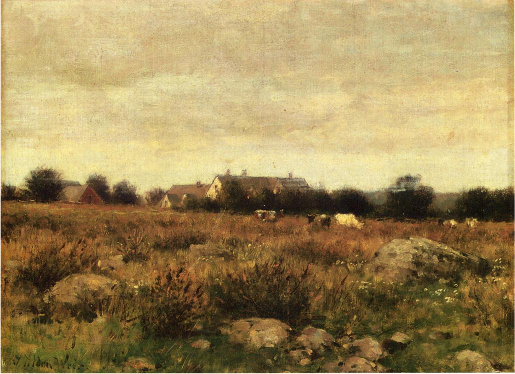 Houses in Pasture by Julian Alden Weir,A3(16x12")Poster