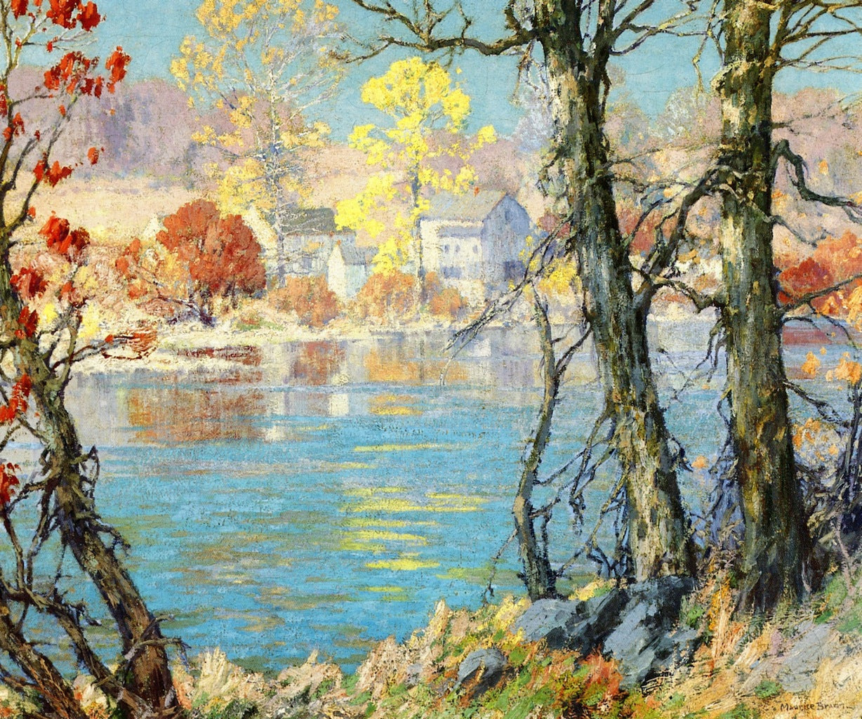 Silvermine River, vintage artwork by Maurice Braun, 12x8" (A4) Poster