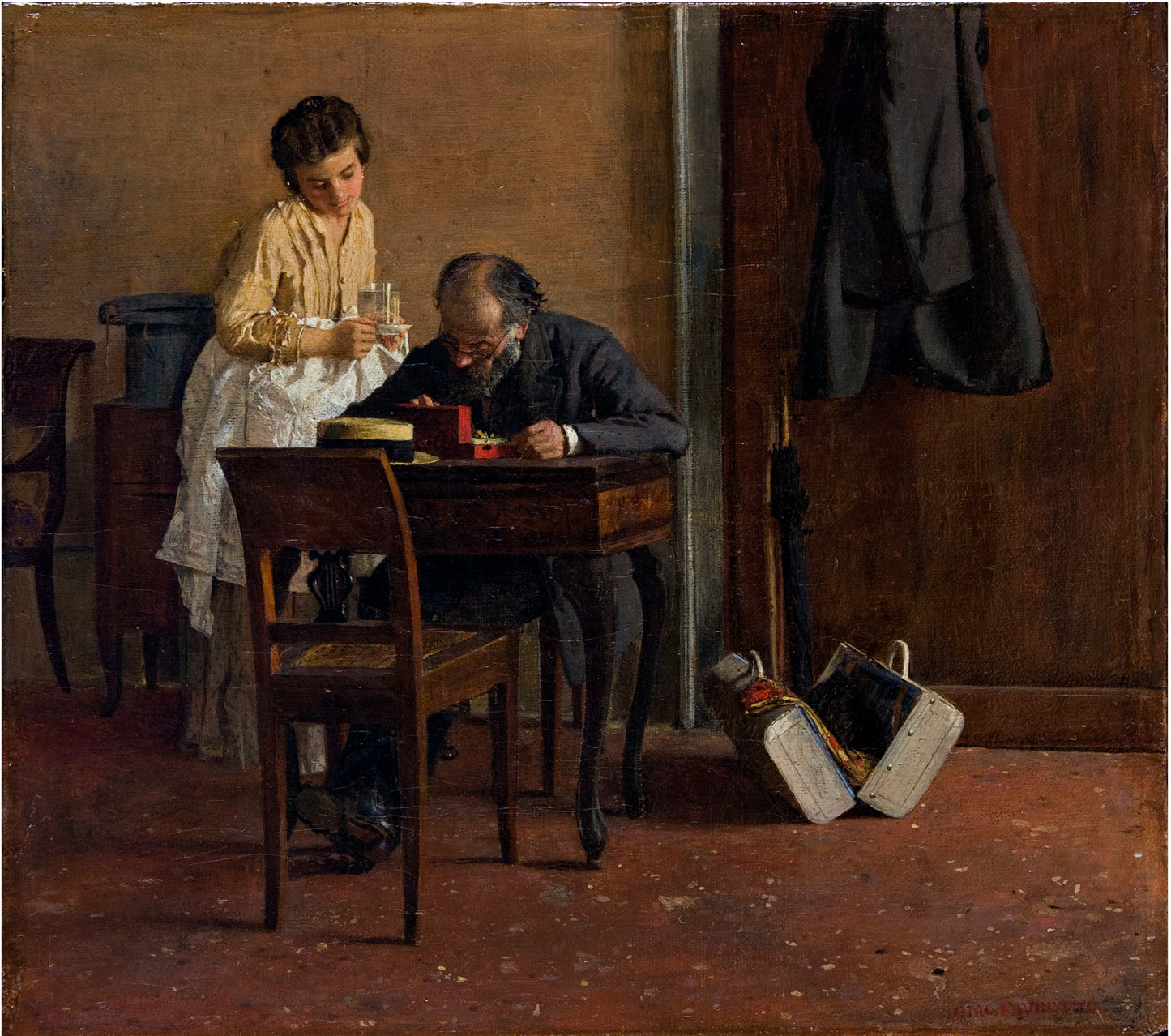 After the Trip, vintage artwork by Giacomo Favretto, 12x8" (A4) Poster